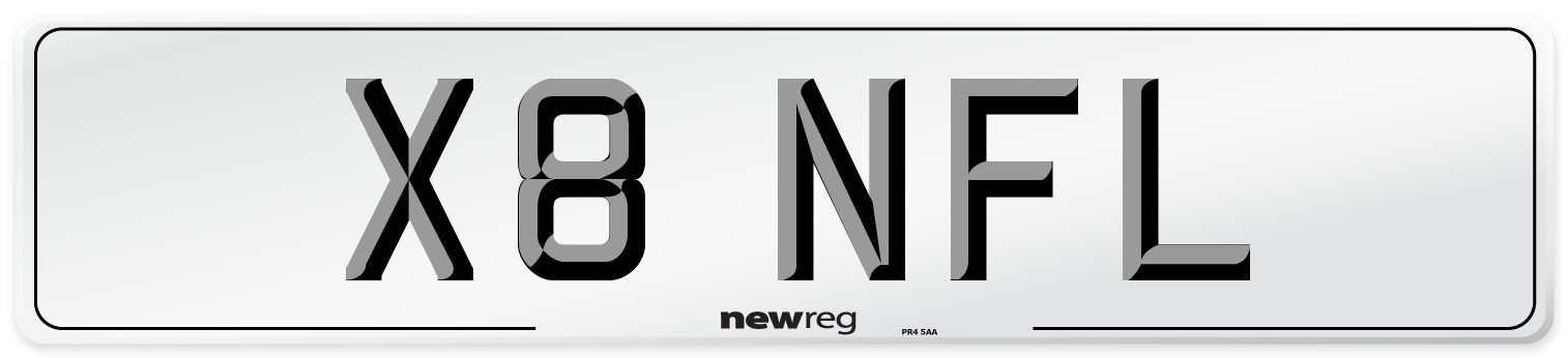 X8 NFL Number Plate from New Reg